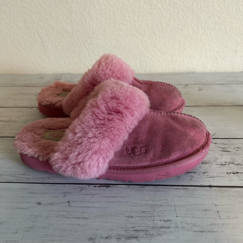 Ugg youth size 2 pink slip on slippers hard sole